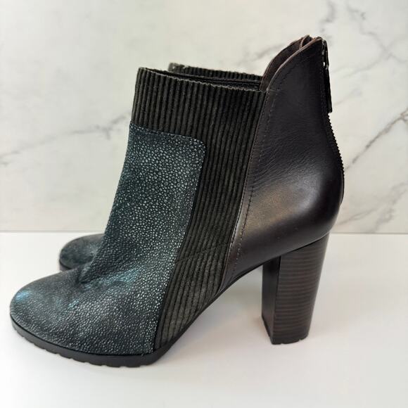 Donald J Pliner Womens Hudson Heeled Boot Size 9.5 Leather Mixed Media Brown - Picture 4 of 11